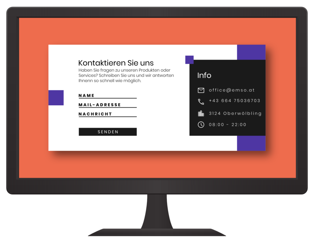 Kontakt-Formular auf Bildschirm